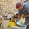 El Guettar. Preparing the bread dough